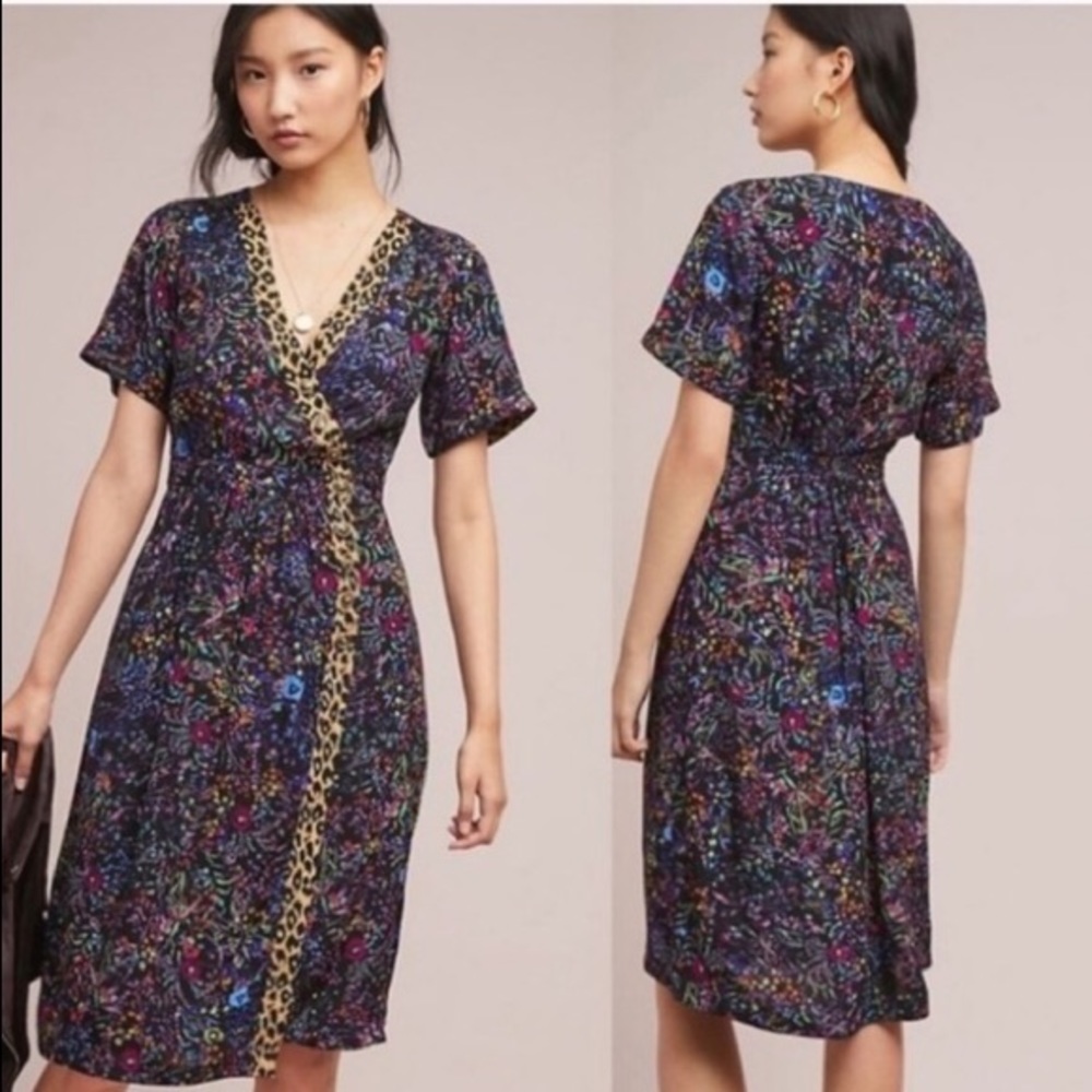 Maeve Morgan Dress Floral Leopard Trim